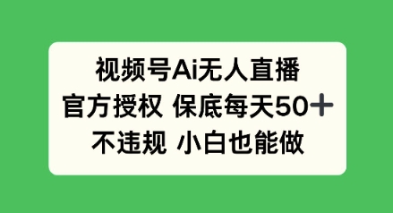视频号AI无人直播，官方授权 保底每天50+，不违规 小白也能做-忧忧资源网