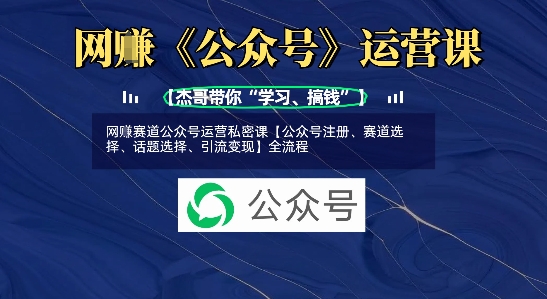 网创赛道公众号运营私密课【公众号注册、赛道选择、话题选择、引流变现】全流程-忧忧资源网