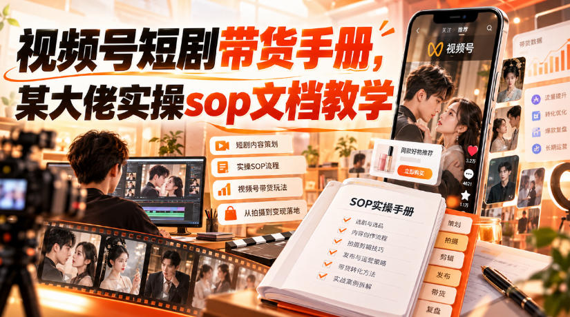 视频号短剧带货手册，某大佬实操sop文档教学-幽忧帮