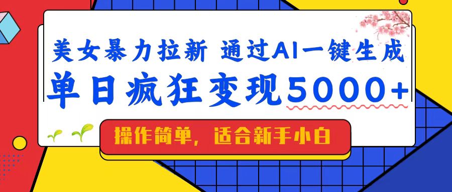（14347期）美女暴力拉新，通过AI一键生成，单日疯狂变现5000+，纯小白一学就会！-忧忧资源网