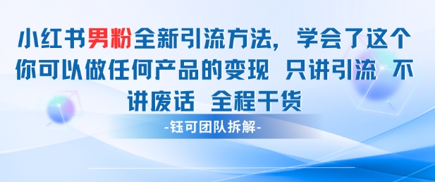 小红书男粉引流 学会了这个变现很容易，不讲废话全程针对男人的打法 全程干货-忧忧资源网
