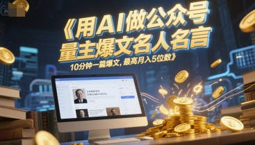 用AI做公众号流量主爆文名人名言，10分钟一篇爆文，最高月入5位数-幽忧帮