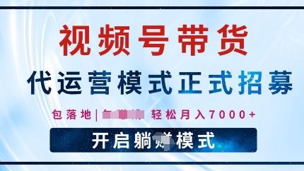 视频号代运营，全程托管计划招募，躺Z模式，单月轻松变现7k-忧忧资源网