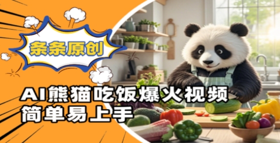 Ai熊猫吃饭爆火视频，条条原创，简单易上手-忧忧资源网