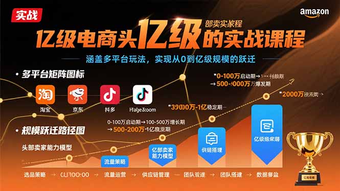 亿级电商头部卖家的实战课程：涵盖多平台玩法，实现从0到亿级规模的跃迁-幽忧帮