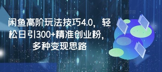 闲鱼高阶玩法技巧4.0，轻松日引300+精准创业粉，多种变现思路-忧忧资源网