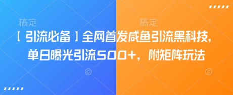 【引流必备】全网首发咸鱼引流黑科技，单日曝光引流500+，附矩阵玩法【揭秘】-忧忧资源网