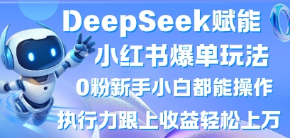 DeepSeek赋能小红书爆单玩法0粉新手小白都能操作，执行力跟上收益轻松上W，懒人勿做-忧忧资源网