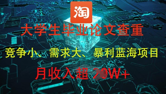 大学生毕业论文查重，暴利蓝海项目，月收入过1W+-忧忧资源网