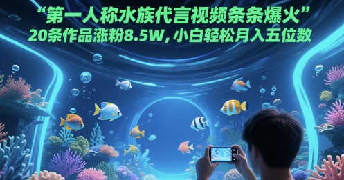 第一人称水族代言视频条条爆火，20条作品涨粉8.5W，小白轻松月入五位数-忧忧资源网