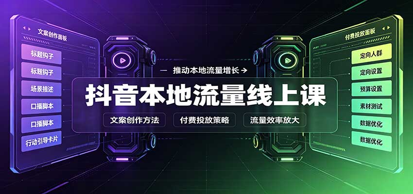 抖音本地流量线上课:账号搭建拍摄剪辑,文案创作与付费投放教学-幽忧帮