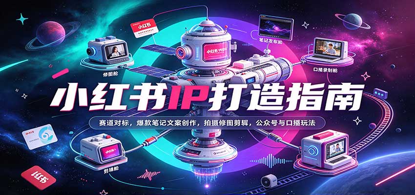 小红书IP打造指南：赛道对标，爆款笔记文案创作，拍摄修图剪辑，公众号与口播玩法-幽忧帮