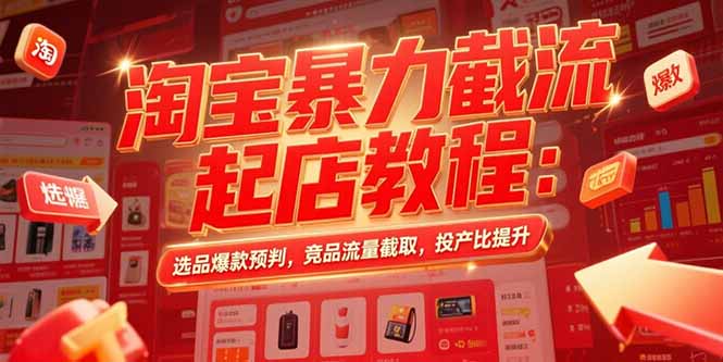 淘宝暴力截流起店教程：选品爆款预判，竞品流量截取，投产比提升-幽忧帮
