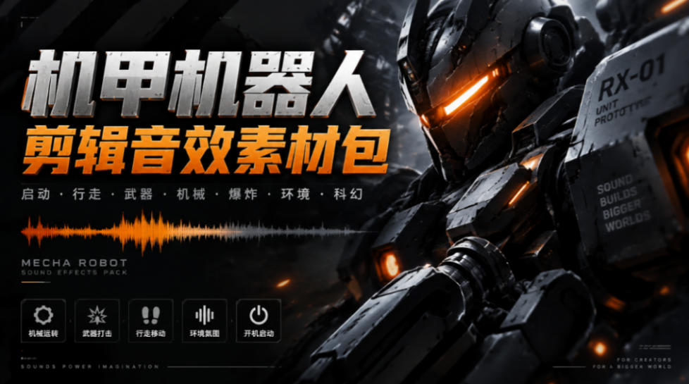 宝藏机甲音效合集！机甲机器人变形能量移动无损音效素材，全部中文汉化处理Boom Library Mechs&Robots Designed-幽忧帮