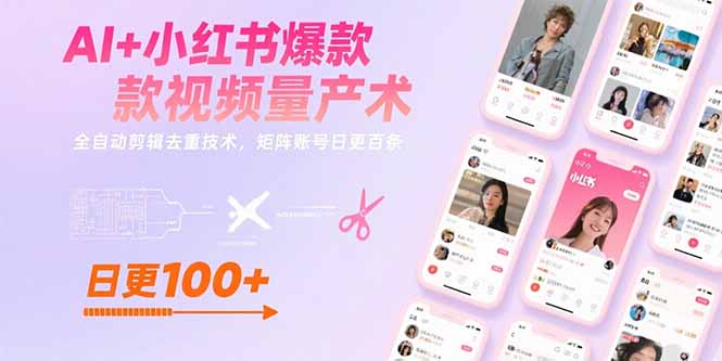AI+小红书爆款视频量产术：全自动剪辑去重技术，矩阵账号日更百条-幽忧帮