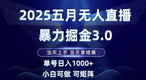 2025五月无人直播暴力掘金3.0，当天上手，当天拿结果，单号日入1k+小白可做可矩阵【揭秘】-幽忧帮