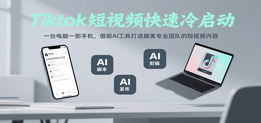 Tiktok短视频快速冷启动，一台电脑一部手机，借助AI工具打造媲美专业团队的短视频内容-幽忧帮
