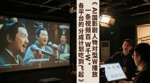 AI三国影视剧人物对口型唱歌玩法，一条视频百W千W播放，各平台的分成计划吃到飞起-幽忧帮