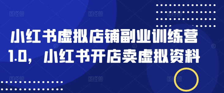 小红书虚拟店铺副业训练营1.0，小红书开店卖虚拟资料-忧忧资源网