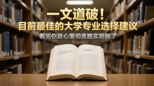 付费文章：一文道破！目前最佳的大学专业选择建议，看完你就心里彻底踏实明朗了-幽忧帮