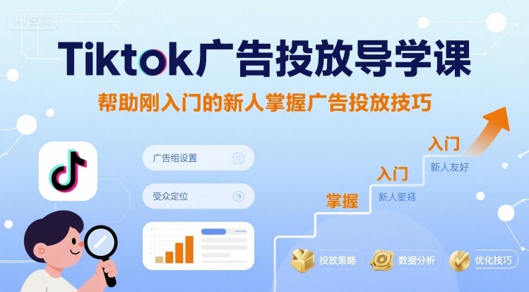Tiktok广告投放导学课，帮助刚入门的新人掌握广告投放技巧-幽忧帮