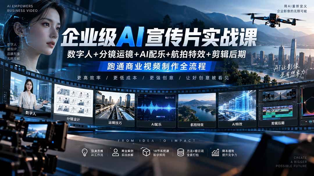 (20548期)企业级AI宣传片实战课|数字人+分镜运镜+AI配乐+航拍特效+剪辑后期,跑通商业视频制作全流程-幽忧帮