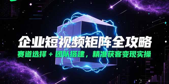 企业短视频矩阵全攻略，赛道选择+团队搭建，精准获客变现实操-幽忧帮