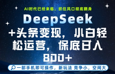 DeepSeek+头条变现，保姆级教学，小白轻松上手，日入8张+【揭秘】-忧忧资源网