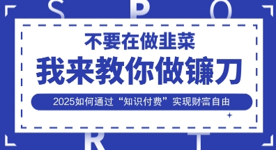 韭菜生涯终结者，我来教你做镰刀，2025如何通过“知识付费”实现财F自由【揭秘】-忧忧资源网