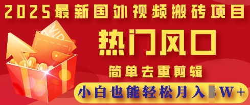 2025最新视频搬砖项目，热门风口，简单去重剪辑，小白也能轻松月入过W-幽忧帮