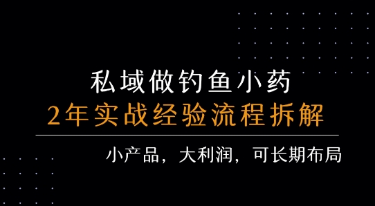 私域做钓鱼小药 每单利润3张+ 详细流程拆解-幽忧帮