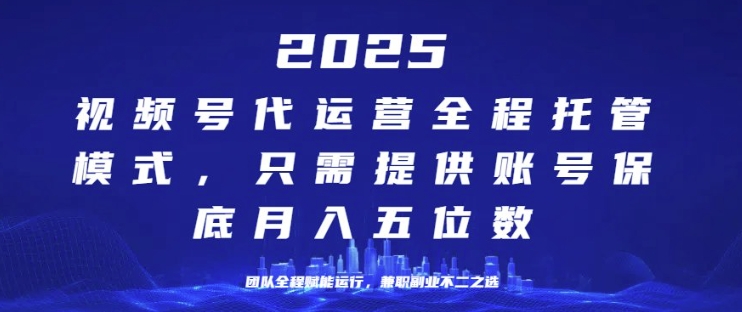 25年视频号全程代运营模式，只需提供账号，团队全程赋能，稳定月入过W【揭秘】-忧忧资源网