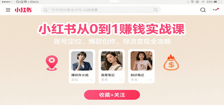 小红书从0到1赚钱实战课：账号定位、 爆款创作 、导流变现全攻略-幽忧帮