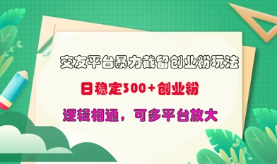 交友平台暴力截流创业粉玩法，日稳定300+精准创业粉，逻辑相通，可多平台放大-忧忧资源网