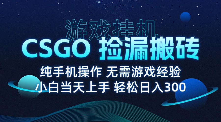 8月最新游戏搬砖，CSGO纯挂机，不需要玩游戏，实现真挂机，月入1W+-幽忧帮