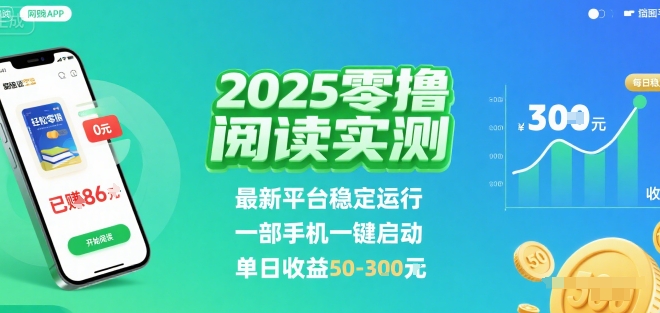 2025实测零撸阅读挂G：最新平台稳定运行，一部手机一键启动，单日收益 50-3张 【揭秘】-幽忧帮