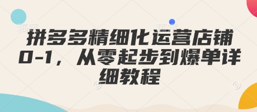 拼多多精细化运营店铺0-1，从零起步到爆单详细教程-幽忧帮