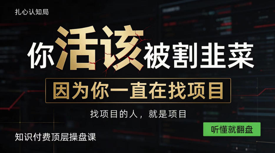 做项目不如卖项目，做知识付费自己当老板，知识付费顶层操盘课，听懂就翻盘【揭秘】-幽忧帮