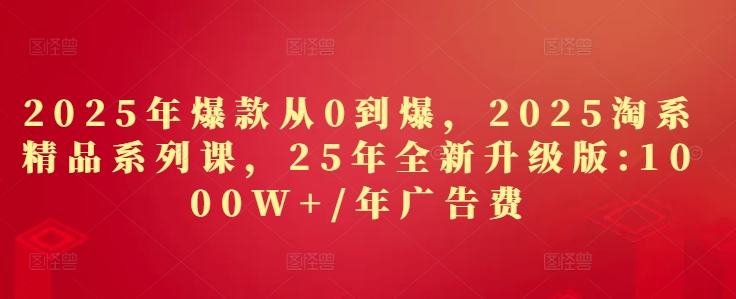 2025年爆款从0到爆，2025淘系精品系列课，25年全新升级版：1000W+1年广告费-忧忧资源网