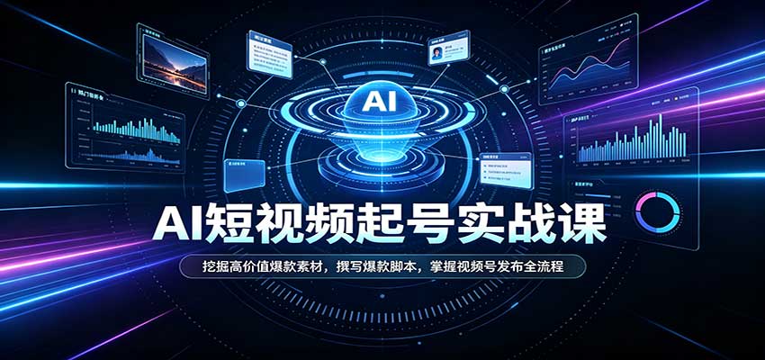 短视频AI起号实战课:挖掘高价值爆款素材,撰写爆款脚本,掌握视频号发布全流程-幽忧帮