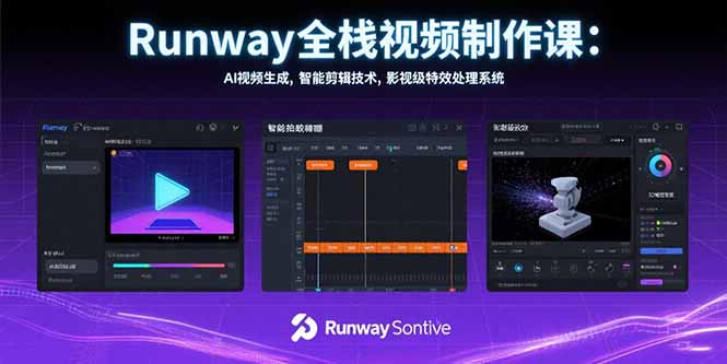 Runway全栈视频制作课：AI视频生成，智能剪辑技术，影视级特效处理系统-幽忧帮