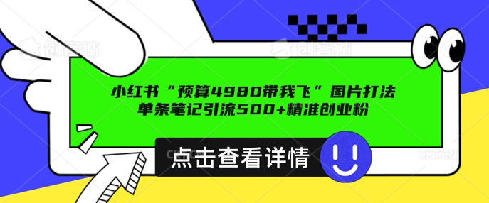 小红书图片引流打法，一张图片引爆创业粉 私信回不完，单条笔记引流500+精准创业粉-忧忧资源网