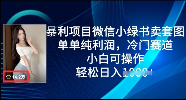 暴利项目微信小绿书卖套图，单单纯利润，冷门赛道， 小白可操作，轻松日入多张-幽忧帮