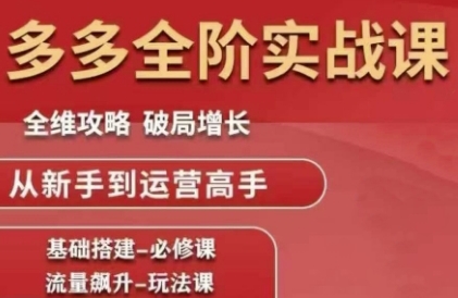 拼多多全阶实战课程，全维攻略，破局增长，从新手到运营高手-幽忧帮