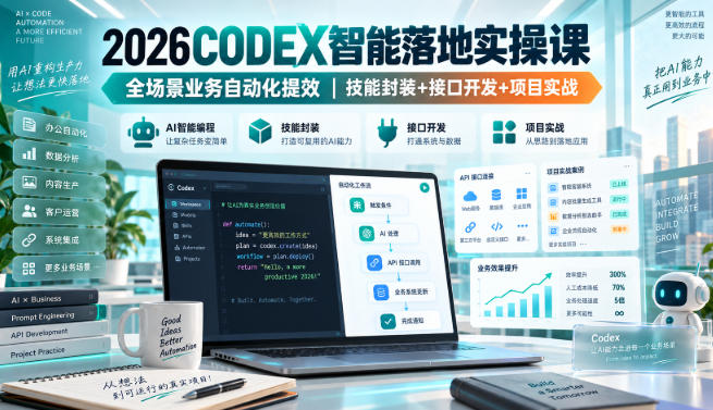 2026Codex智能落地实操课，全场景业务自动化提效，技能封装+接口开发+项目实战-幽忧帮