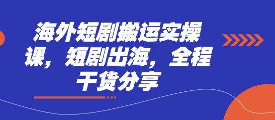 海外短剧搬运实操课，短剧出海，全程干货分享-忧忧资源网