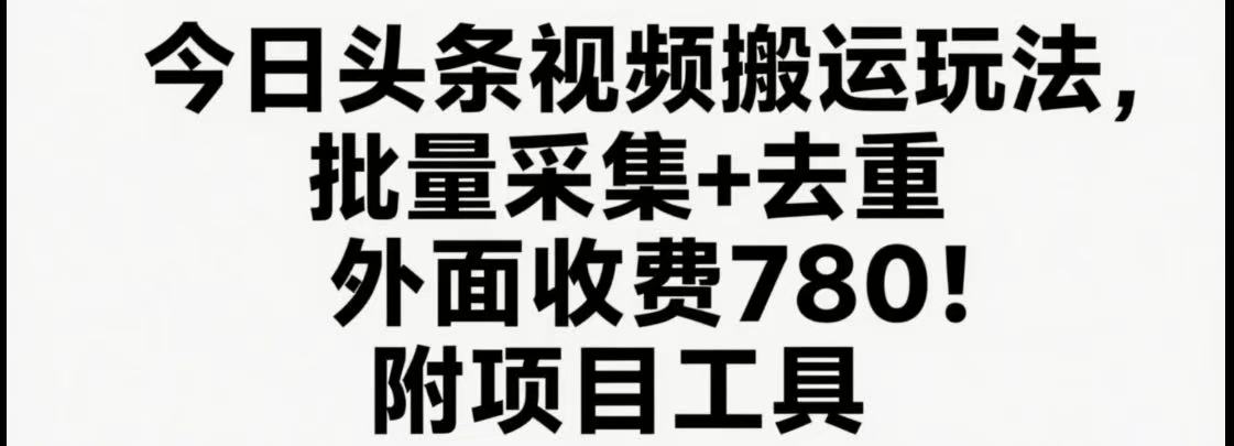 今日头条视频搬运玩法，软件一键去重，轻松日入500+附项目工具-幽忧帮