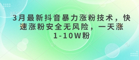 3月最新抖音暴力涨粉技术，快速涨粉安全无风险，一天涨1-10W粉-忧忧资源网