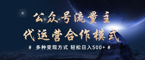 公众号流量主代运营  多种变现方式 轻松日入5张【揭秘】-忧忧资源网