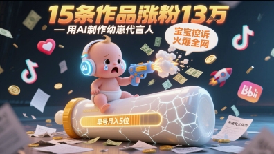 用AI制作幼崽代言人，宝宝的控诉火爆全网，15条作品涨粉13W，单号月入5位数实操教程-幽忧帮